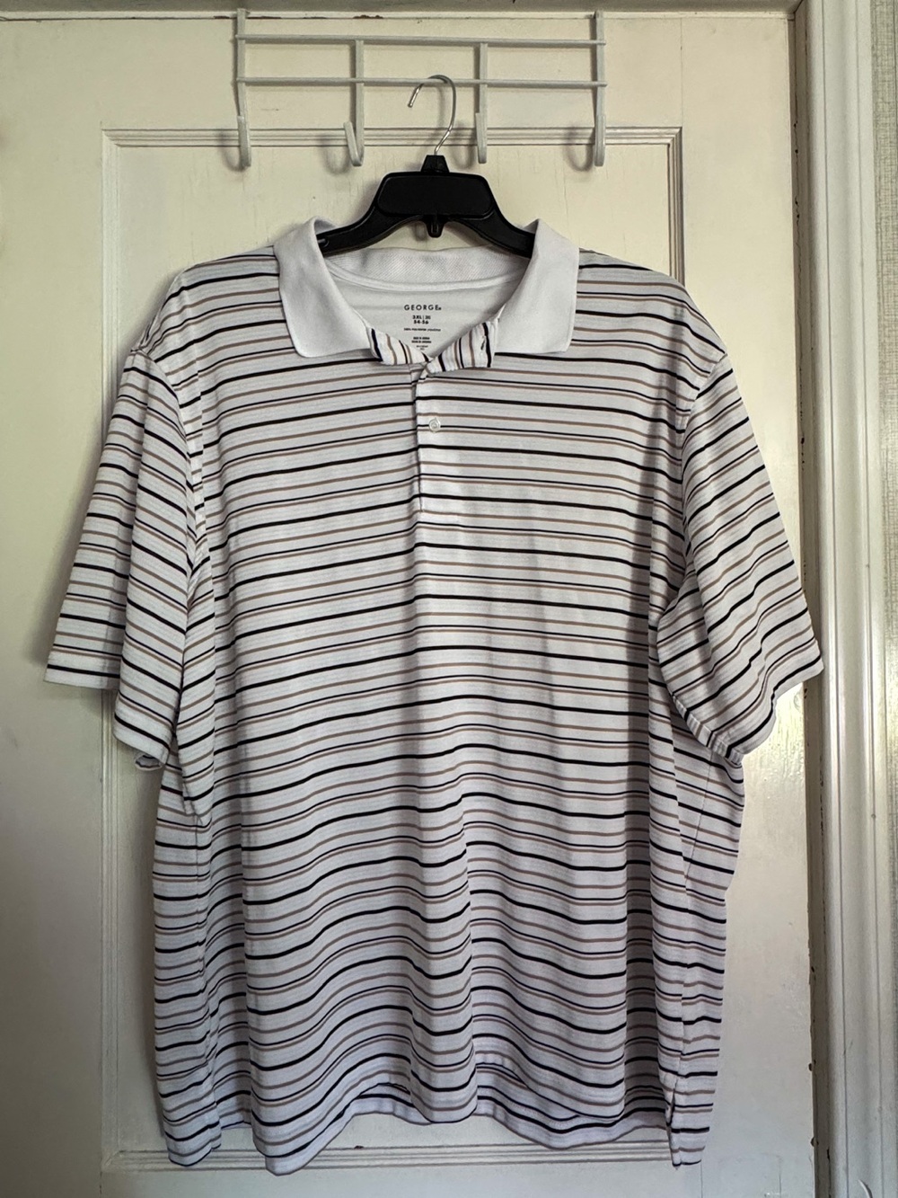 George Men's 3XL Striped Polo Shirt Short Sleeve - (54-56)